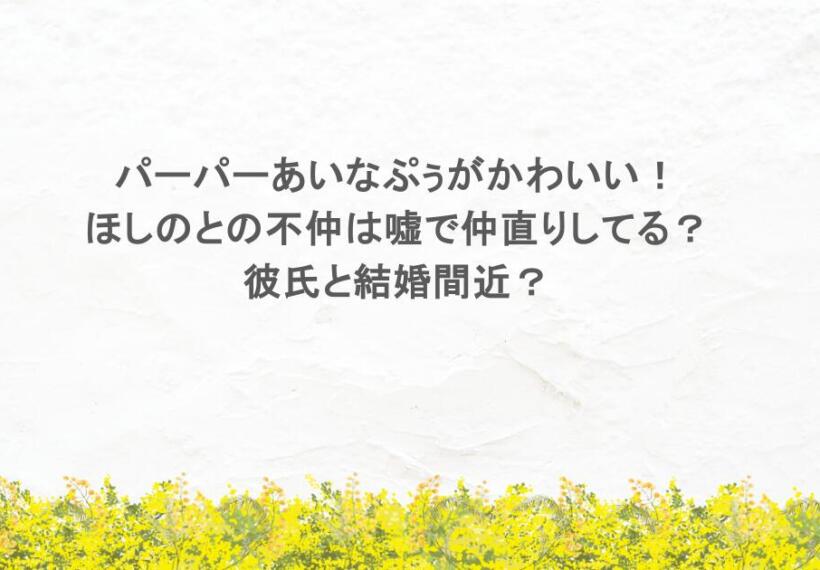 パーパーあいなぷぅがかわいい！ほしのとの不仲は嘘で仲直りしてる？彼氏と結婚間近？