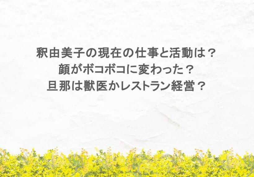 釈由美子の現在の仕事と活動は？顔がボコボコに変わった？旦那は獣医かレストラン経営？