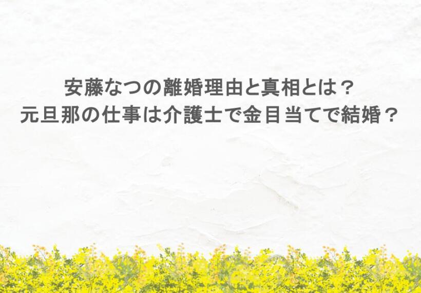 安藤なつの離婚理由と真相！元旦那の仕事は介護士で金目当てで結婚？