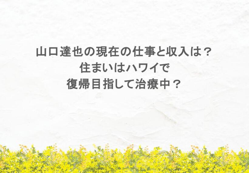 山口達也の現在の仕事と収入は？住まいはハワイで復帰目指して治療中？