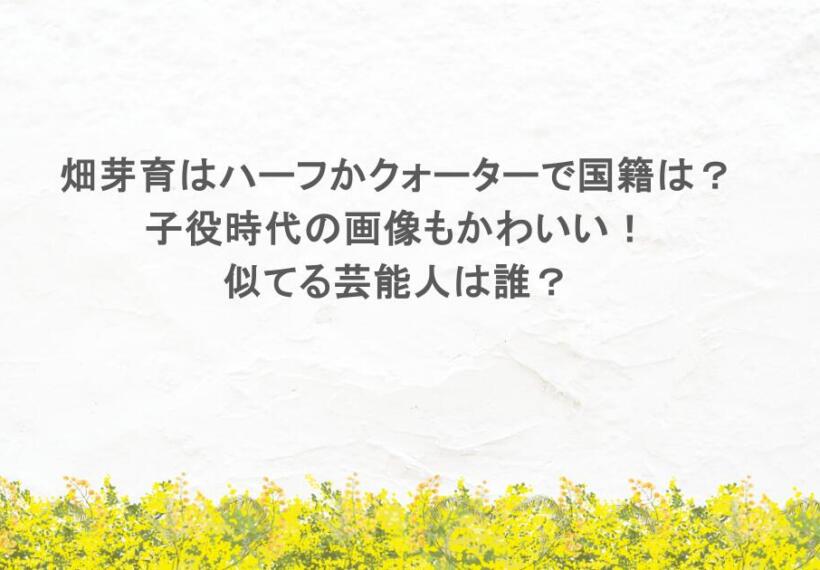 畑芽育はハーフかクォーターで国籍は？子役時代の画像もかわいい！似てる芸能人は誰？