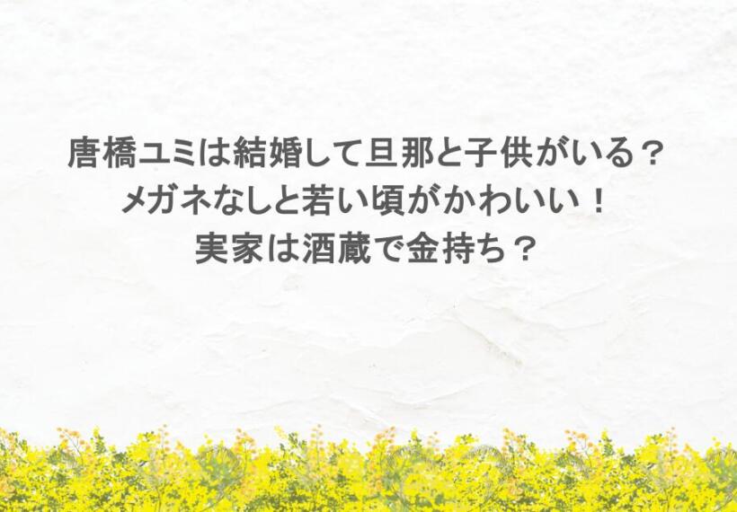 唐橋ユミは結婚して旦那と子供がいる？メガネなしと若い頃がかわいい！実家は酒蔵で金持ち？