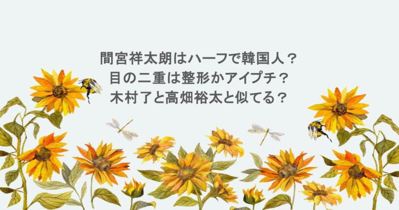 間宮祥太朗はハーフで韓国人？目の二重は整形かアイプチ？木村了と高畑裕太と似てる？