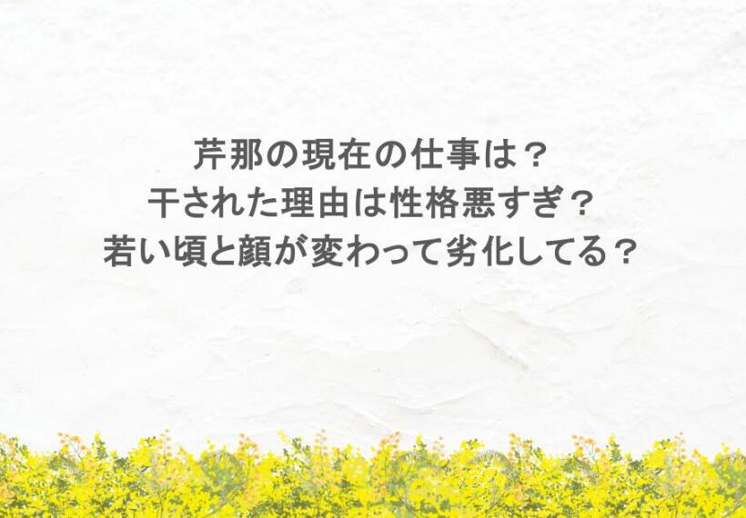芹那の現在の仕事は？干された理由は性格悪すぎ？若い頃と顔が変わって劣化してる？