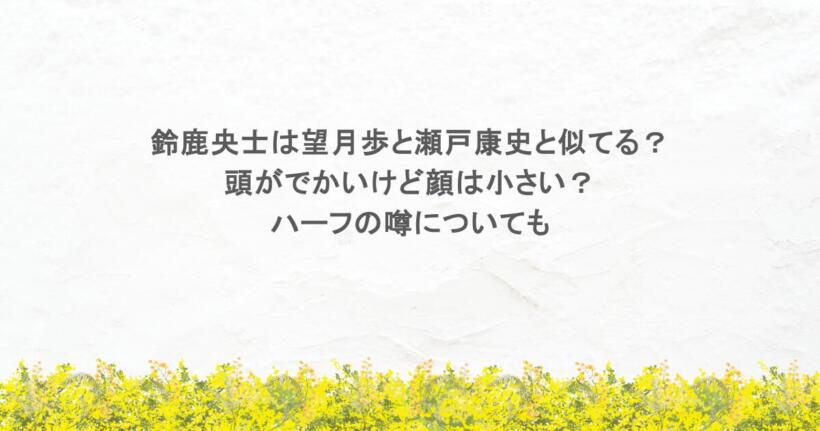 鈴鹿央士は望月歩と瀬戸康史と似てる？頭がでかいけど顔は小さい？ハーフの噂についても