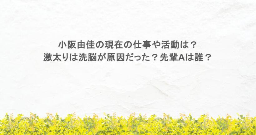 小阪由佳の現在の仕事や活動は？激太りは洗脳が原因だった？先輩Aは誰？