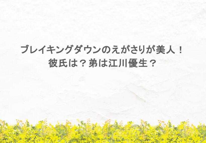 ブレイキングダウンのえがさりが美人！彼氏は？弟は江川優生？