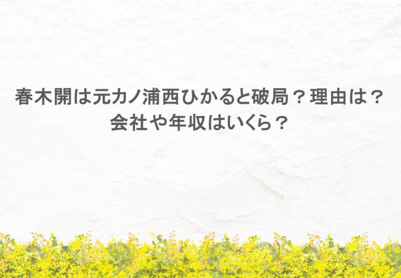 春木開は元カノ浦西ひかると破局?理由は?会社や年収はいくら?