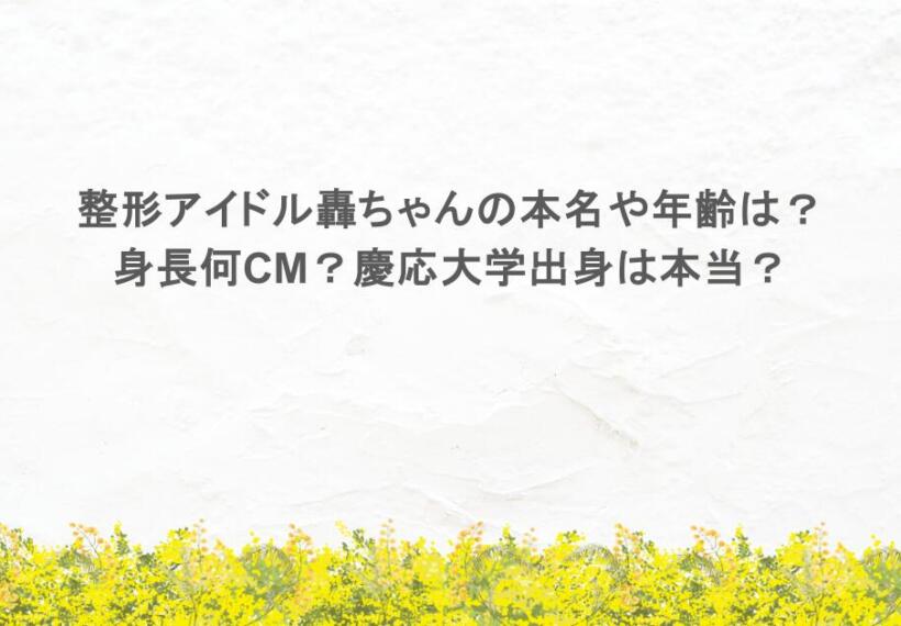 整形アイドル轟ちゃんの本名や年齢は？身長何CM？慶応大学出身は本当？