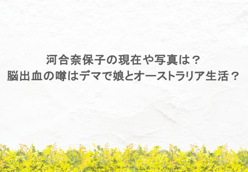 河合奈保子の現在や写真は？脳出血の噂はデマで娘とオーストラリア生活？