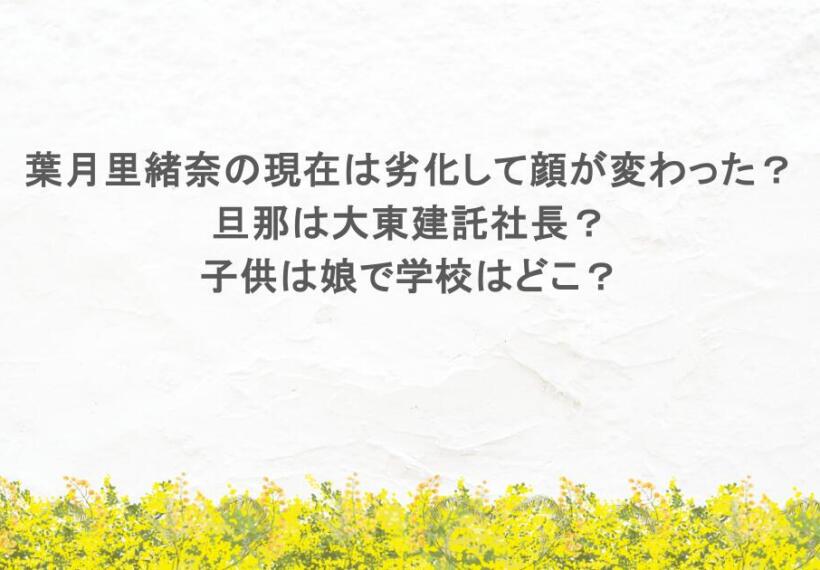葉月里緒奈の現在は劣化して顔が変わった？旦那は大東建託社長？子供は娘で学校はどこ？